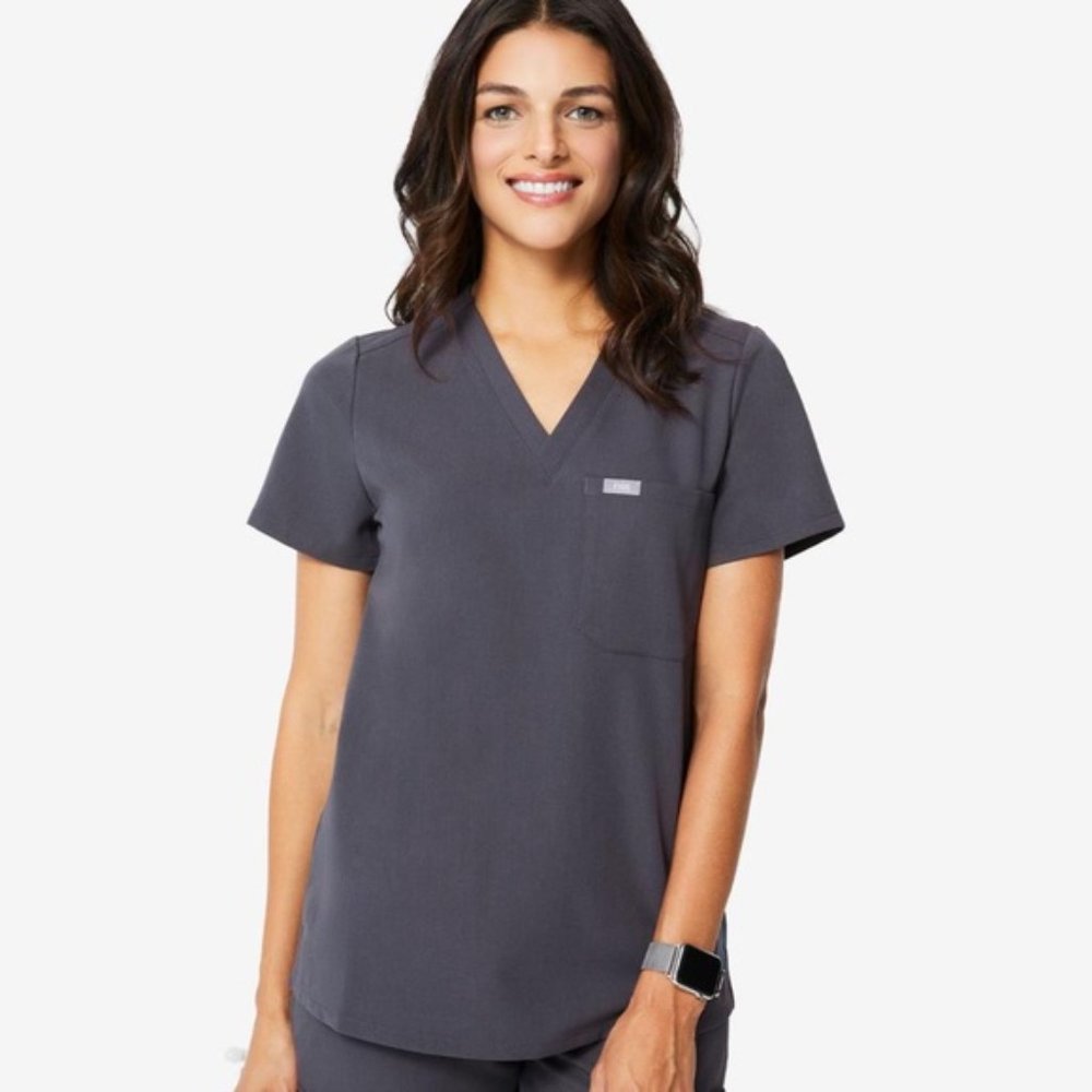 Charcoal Gray Catarina One-Pocket Scrub Top
